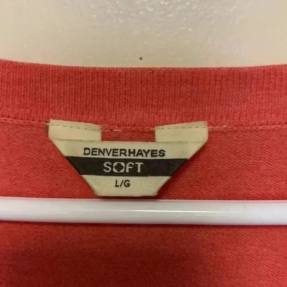 Denver Hayes soft, cotton/nylon  button down sweater, 3/4 sleeves, coral - Picture 4 of 6
